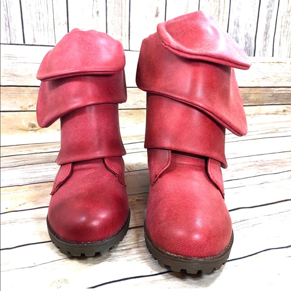 Karkein red moto combat layered boots boho NWOT - Picture 6 of 8